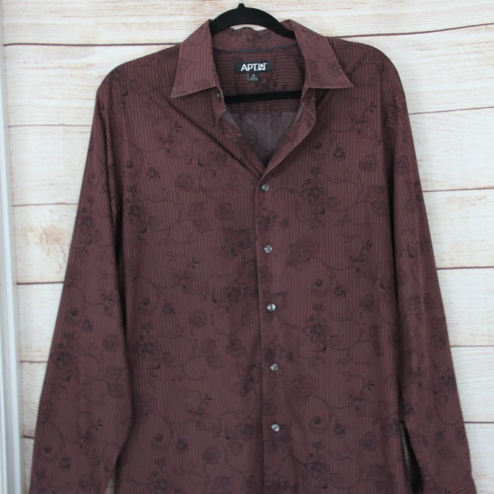 Burgundy Print Men's Button Shirt